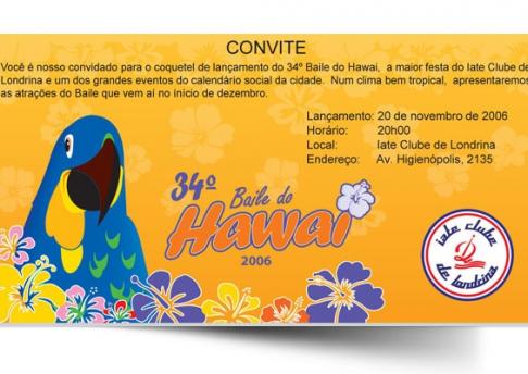 Convite Baile do Havaii Iate Clube de Londrina